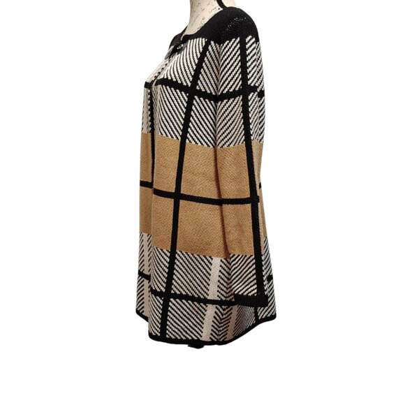 Anthropologies Oliver O Open Front Cardigan Womens Large Plaid Checkered Striped - Picture 4 of 7